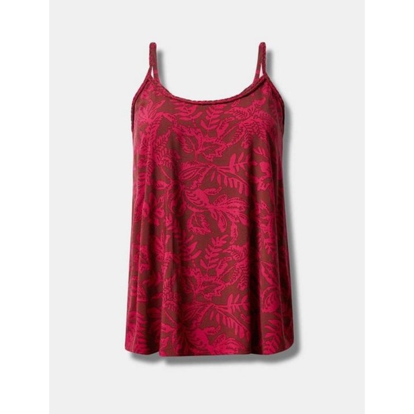Torrid Women's Red Printed Challis Braided Sleeveless Tank Top - Picture 3 of 3